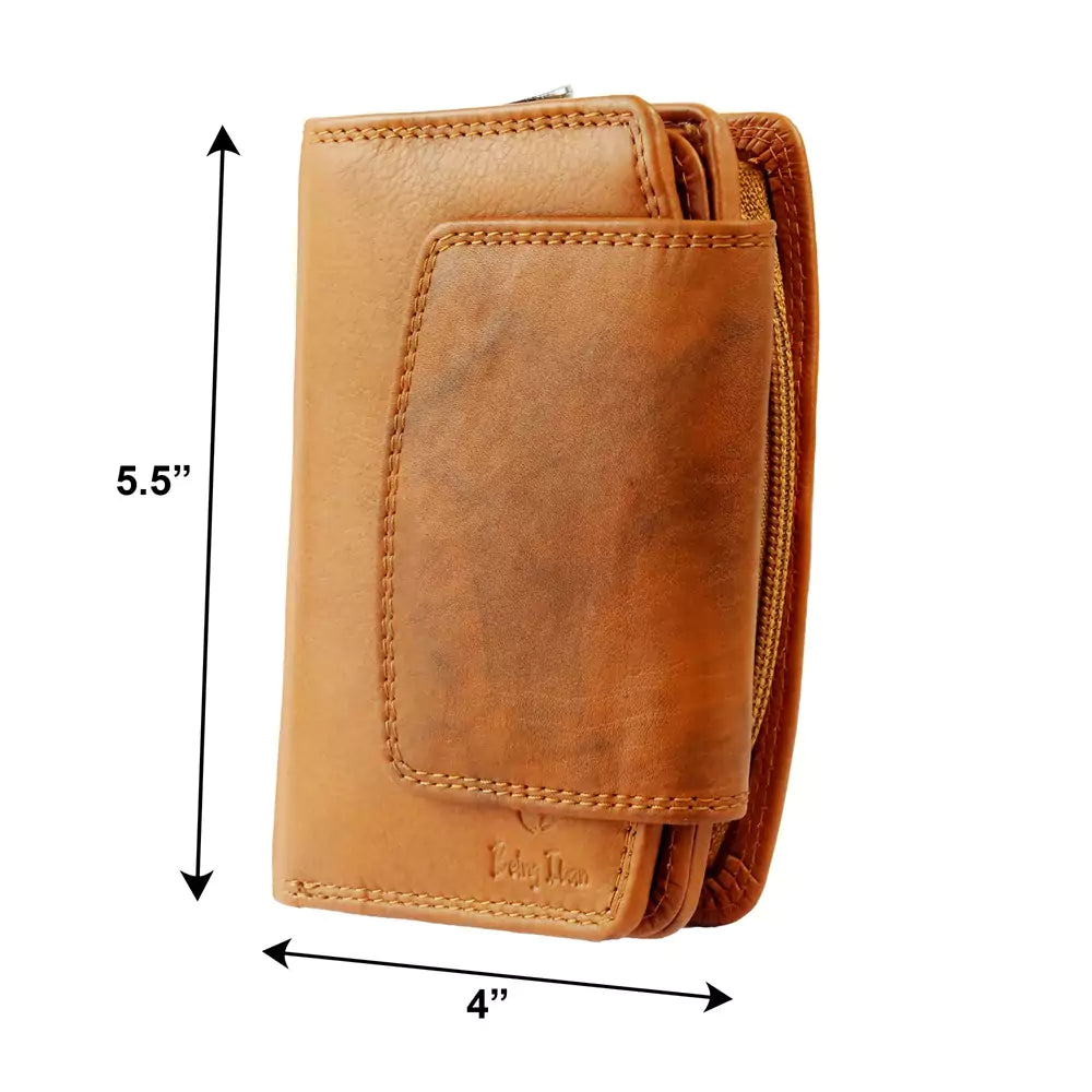 Women Handbag Stylish Women Convertible Clutch Purse Wallet RFID Blocking Trifold Card Holder Ladies Clutch With ID Window (Brown)