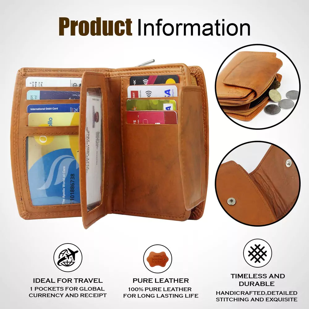 Women Handbag Stylish Women Convertible Clutch Purse Wallet RFID Blocking Trifold Card Holder Ladies Clutch With ID Window (Brown)