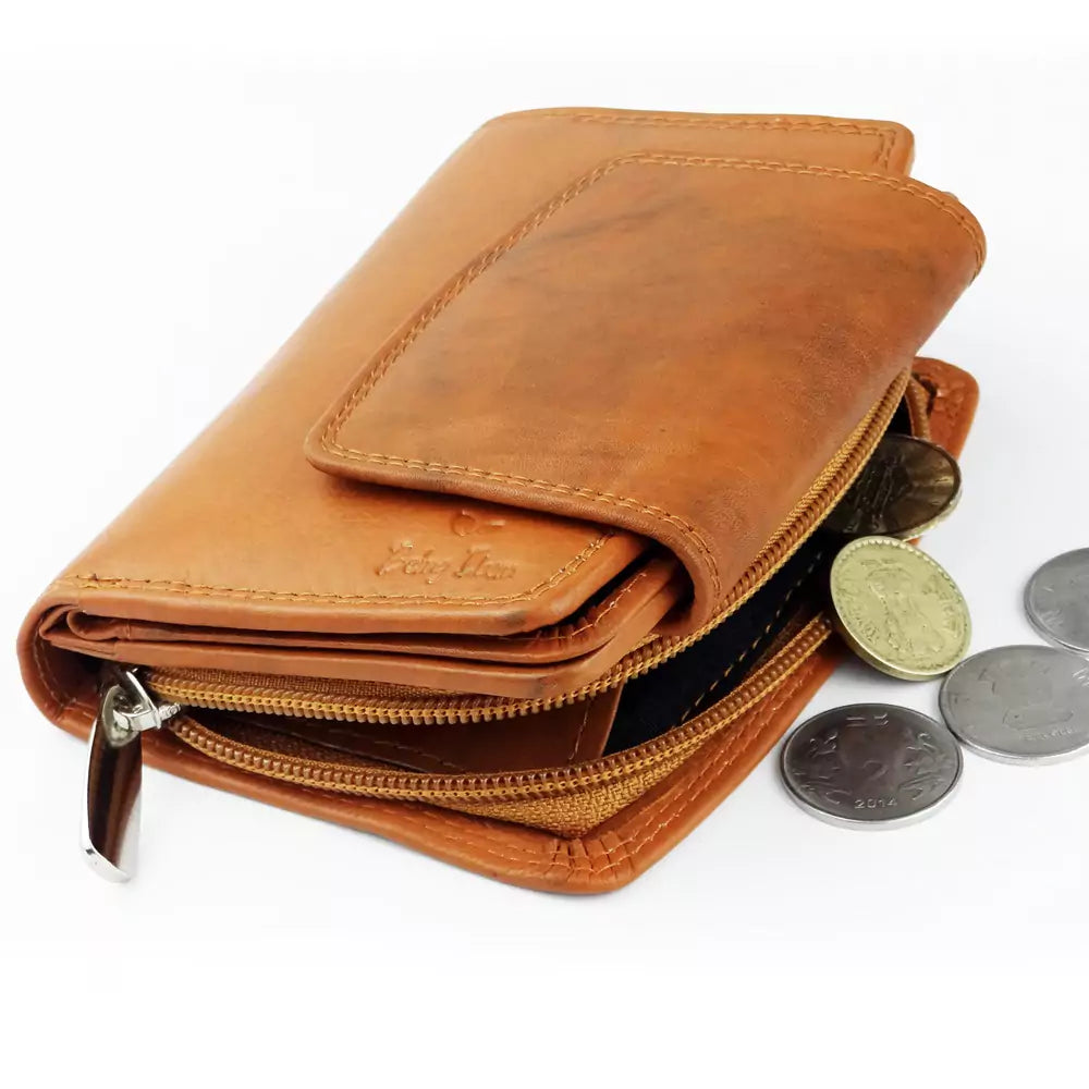 Women Handbag Stylish Women Convertible Clutch Purse Wallet RFID Blocking Trifold Card Holder Ladies Clutch With ID Window (Brown)