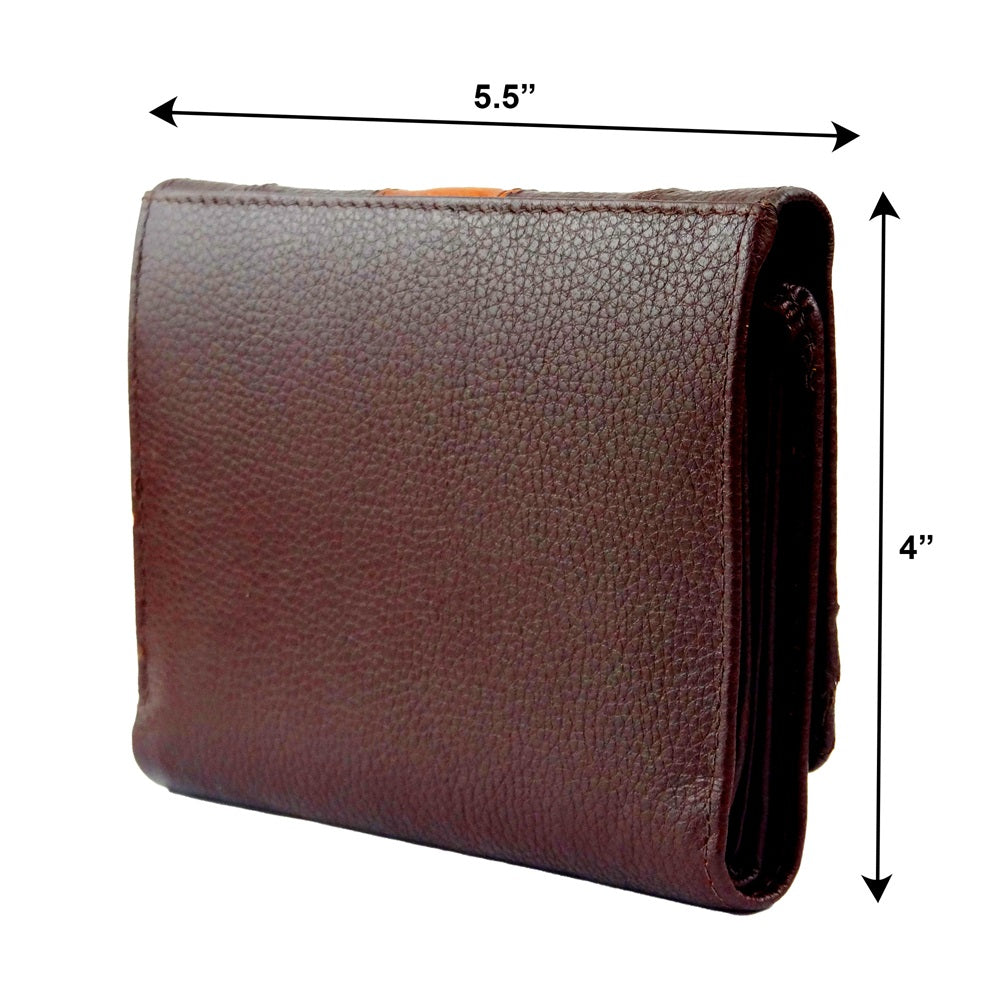 Women Handbag Stylish Women Convertible Clutch Purse Wallet RFID Blocking Trifold Card Holder Ladies Clutch With ID Window (Dark Brown)