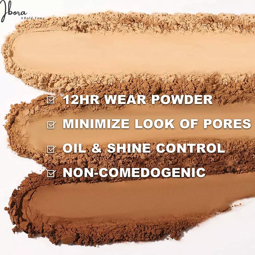 IBORA Compact Powder Control Shine & Smooth Complexion Pressed Setting Powder Foundation Makeup, Portable Face Powder Compact Long-Lasting Matte Finish 02 Natural Nude-12Gm
