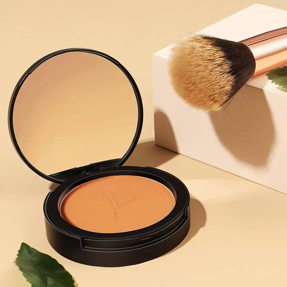IBORA Compact Powder Control Shine & Smooth Complexion Pressed Setting Powder Foundation Makeup, Portable Face Powder Compact Long-Lasting Matte Finish 02 Natural Nude-12Gm