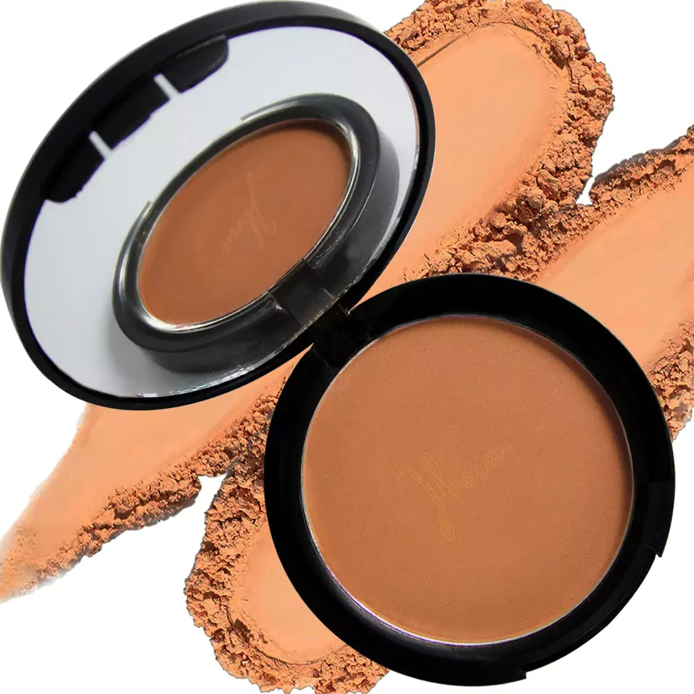 IBORA Compact Powder Control Shine Smooth Complexion Pressed Setting Powder Foundation Makeup Portable Face Powder Compact Long-Lasting Matte Finish 03 Almond Matte-12Gm