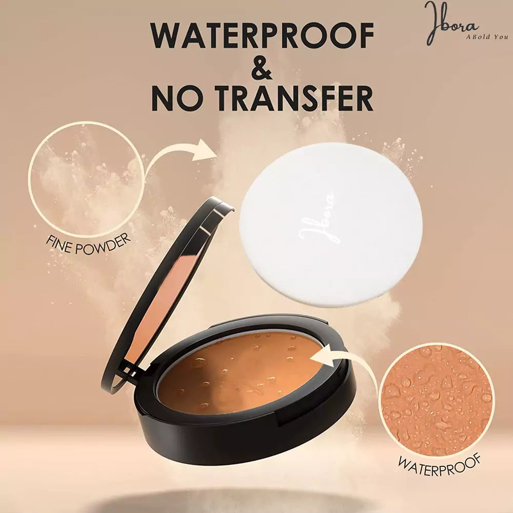 IBORA Compact Powder Control Shine Smooth Complexion Pressed Setting Powder Foundation Makeup Portable Face Powder Compact Long-Lasting Matte Finish 03 Almond Matte-12Gm