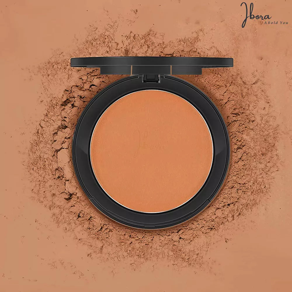 IBORA Compact Powder Control Shine Smooth Complexion Pressed Setting Powder Foundation Makeup Portable Face Powder Compact Long-Lasting Matte Finish 03 Almond Matte-12Gm