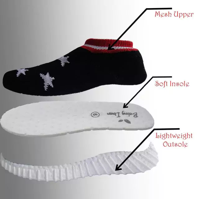 Kids Pull On Shoes Toddler Girls Boys Breathable Sneakers Running Shoes (Black/White)
