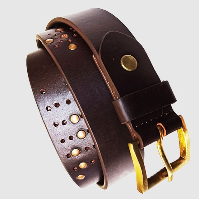 Hand Made Womens Casual Belts With Heavy Duty Metal Buckle_Brown