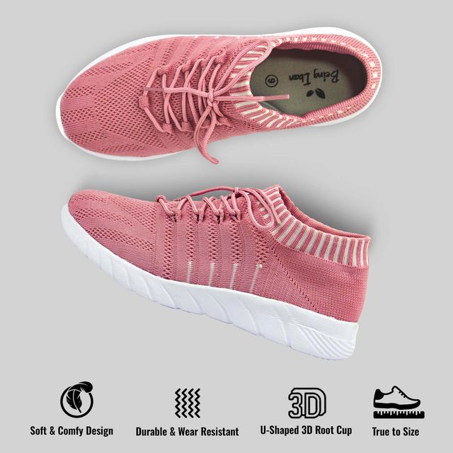 Women's Walking Shoes Lightweight Breathable Flying Woven Mesh Upper Casual Jogging Shoes Ladies Tennis Shoes Workout Footwear Non-Slip Gym Sneakers for Women_Pink