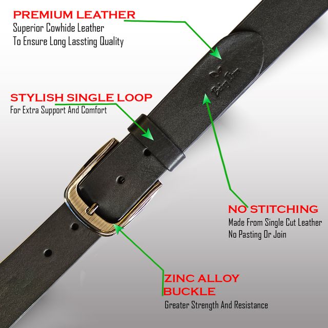 Hand Made Womens Casual Belts With Heavy Duty Metal Buckle_Black2