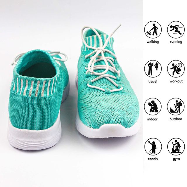 Women's Lightweight Athleisure Knitted Active Wear Slip-On Sneaker Shoes for Sports, Athletics and Walking_Sea Green