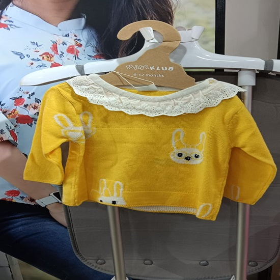 MINI KLUB Baby GirlsYellow Cotton Dress Sweater