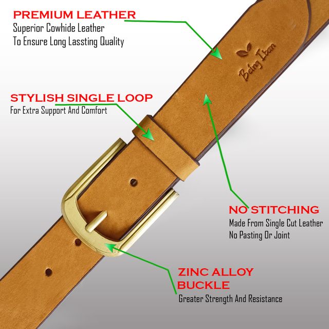 Hand Made Womens Casual Belts With Heavy Duty Metal Buckle_Mellow
