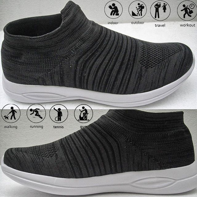 Mens Walking Shoes Lightweight Breathe Mesh Running Shoes Slip On Fashion Tennis Sneakers Comfort Gym Workout Shoe