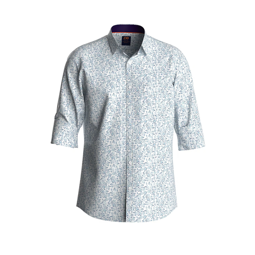 PETER ENGLAND PRINTED FULLSHIRT(Light Blue)