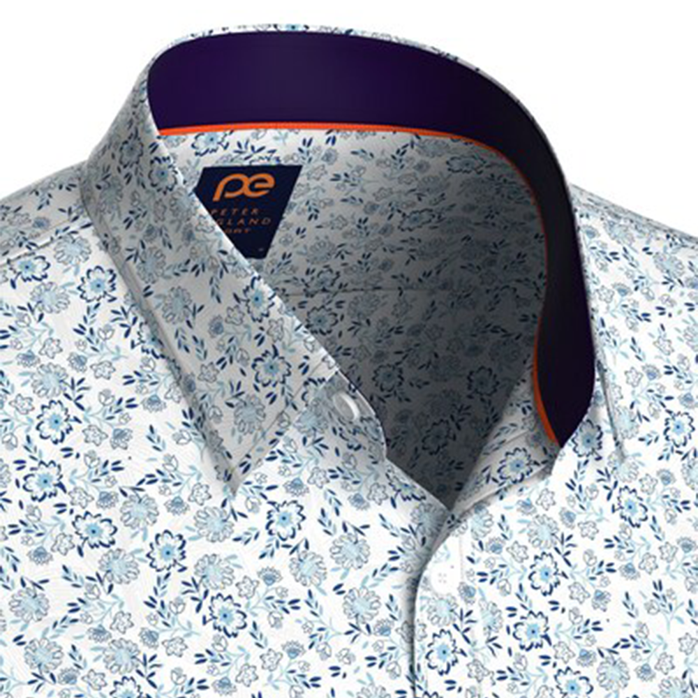 PETER ENGLAND PRINTED FULLSHIRT(Light Blue)