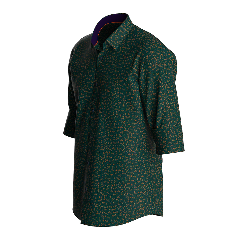 PETER ENGLAND PRINTED FULL SHIRT(TEAL)