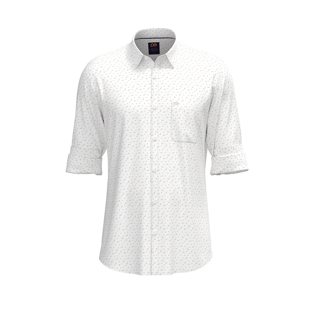 PETER ENGLAND PRINT LIGHT-COLOR FULLSHIRT(White)