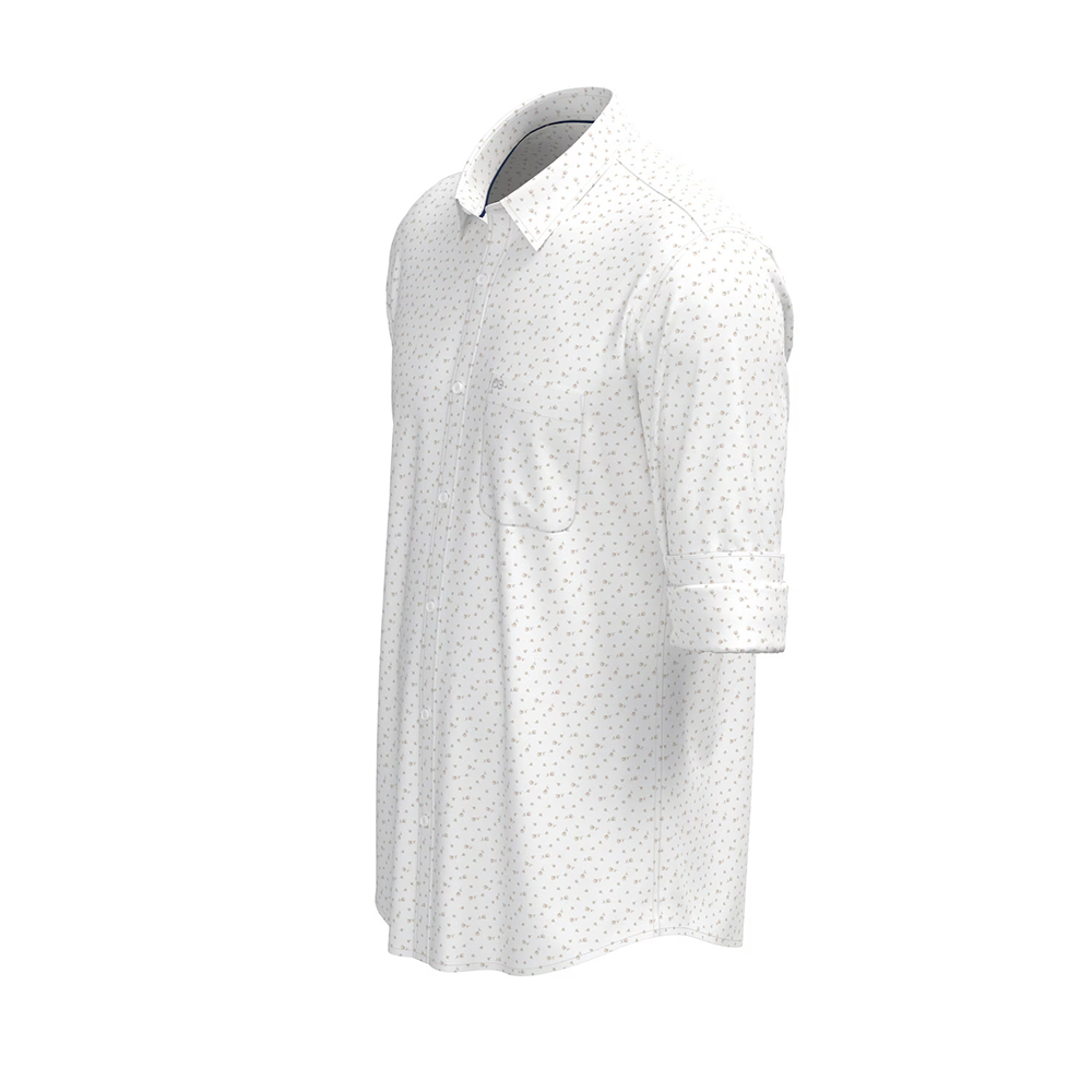 PETER ENGLAND PRINT LIGHT-COLOR FULLSHIRT(White)