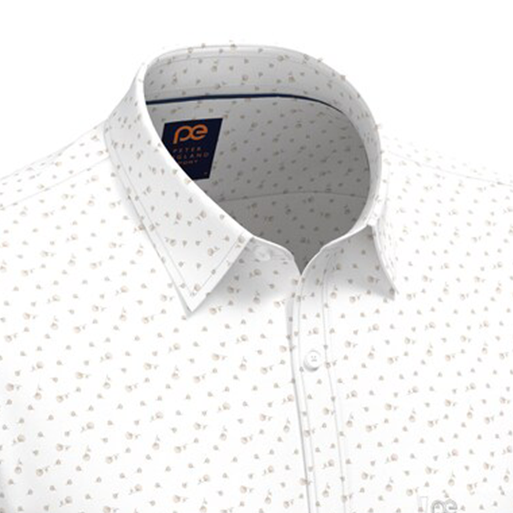 PETER ENGLAND PRINT LIGHT-COLOR FULLSHIRT(White)
