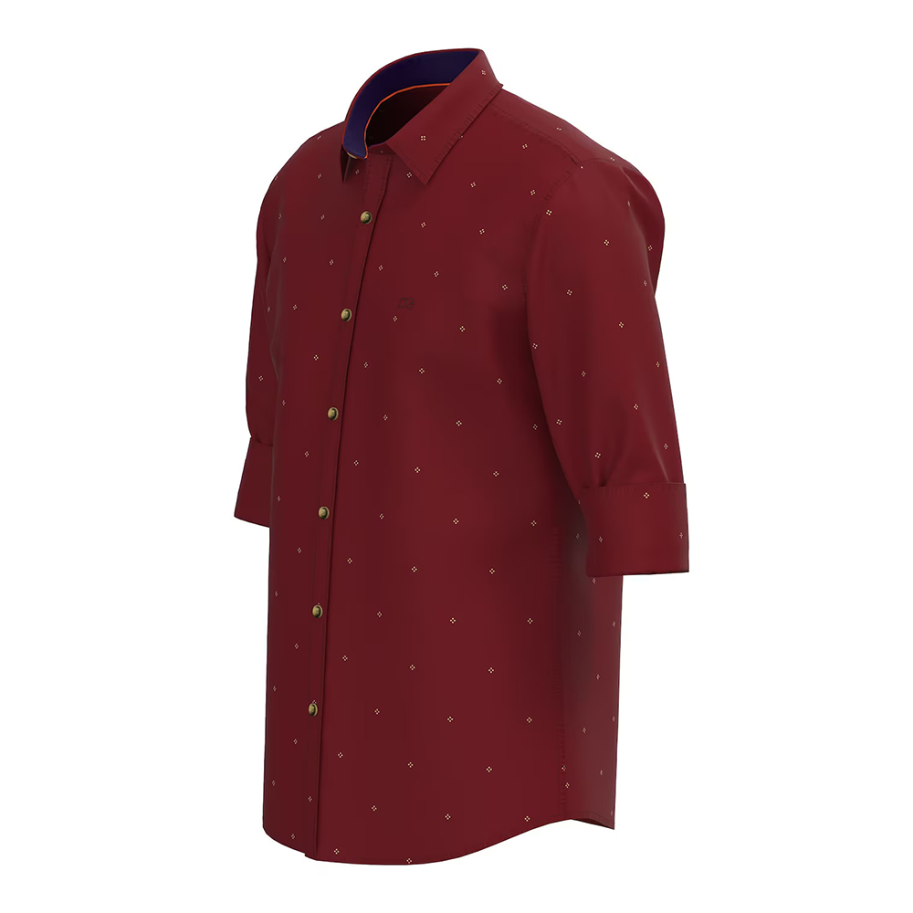 PETER ENGLAND PRINT FULLSHIRT(Red)