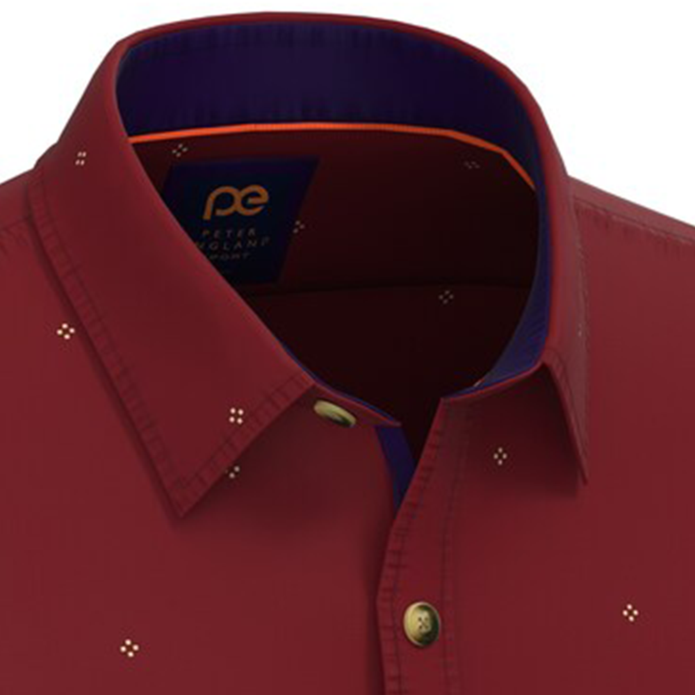PETER ENGLAND PRINT FULLSHIRT(Red)
