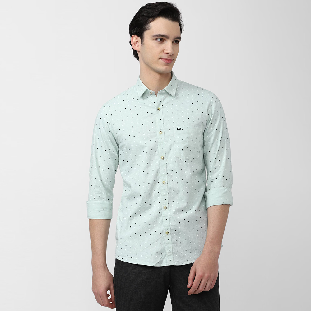 PETER ENGLAND PRINT FULLSHIRT(Green)
