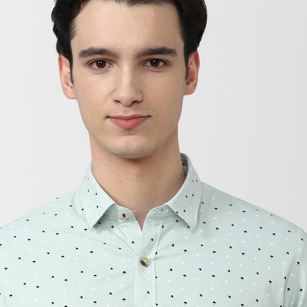PETER ENGLAND PRINT FULLSHIRT(Green)