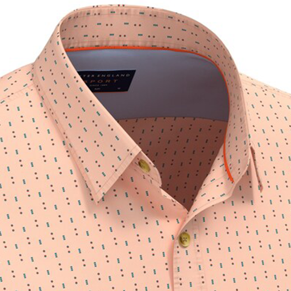 PETER ENGLAND PRINT FULLSHIRT(Peach)