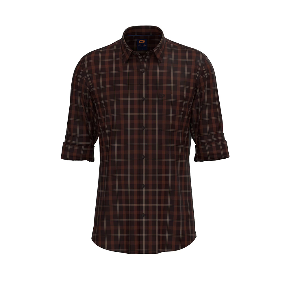 PETER ENGLAND PRINT FULLSHIRT(Brown)