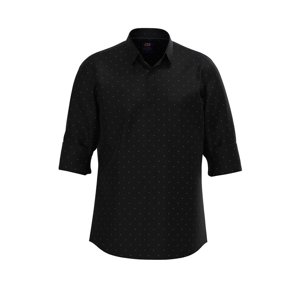 PETER ENGLAND PRINT FULLSHIRT(Black)