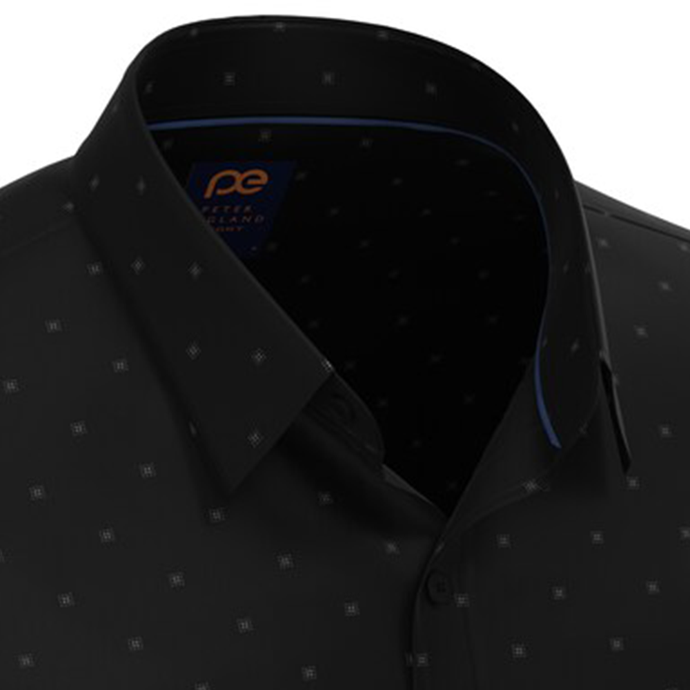PETER ENGLAND PRINT FULLSHIRT(Black)