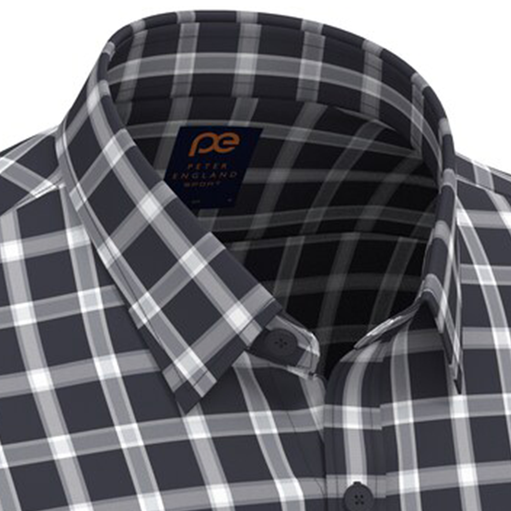 PETER ENGLAND PRINT FULLSHIRT(Charcoal)