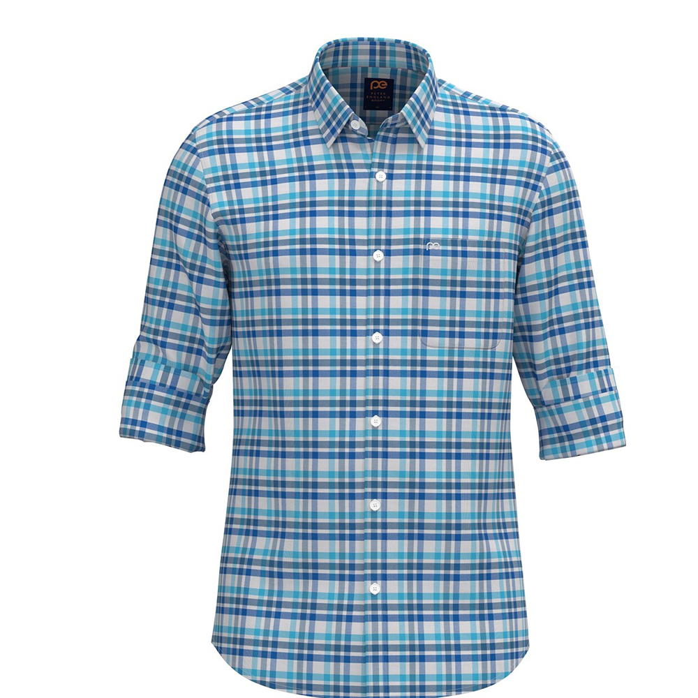 PETER ENGLAND PRINT FULLSHIRT(Medium Blue)