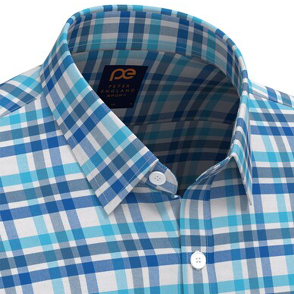 PETER ENGLAND PRINT FULLSHIRT(Medium Blue)