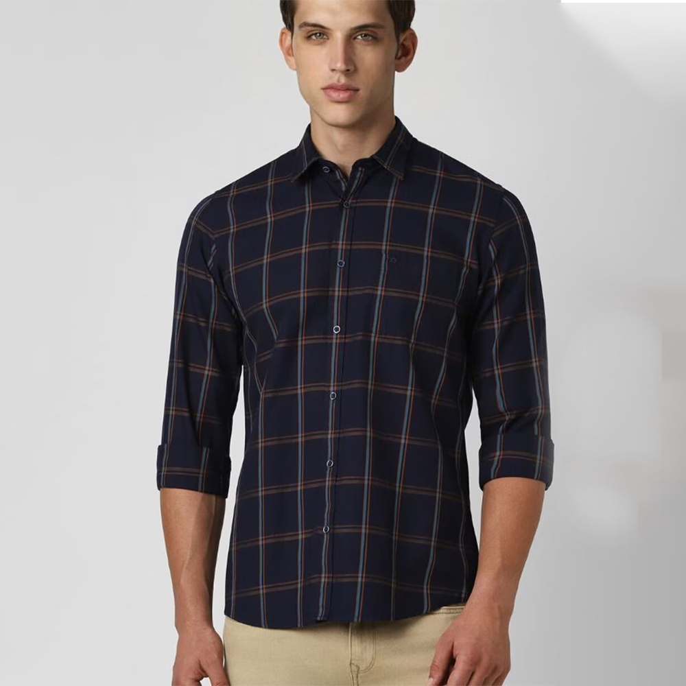 PETER ENGLAND PRINT FULLSHIRT(Black)