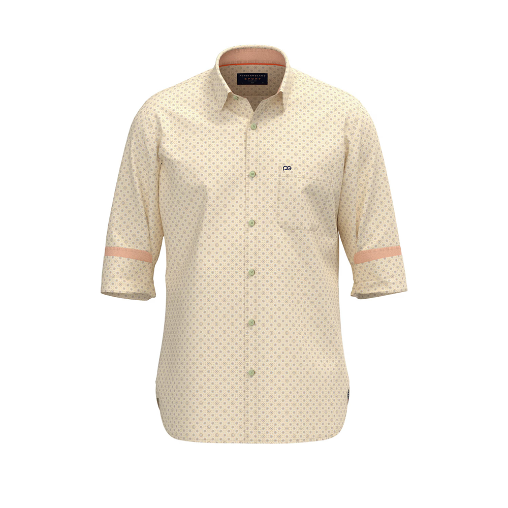 PETER ENGLAND PRINT FULLSHIRT(Nude)