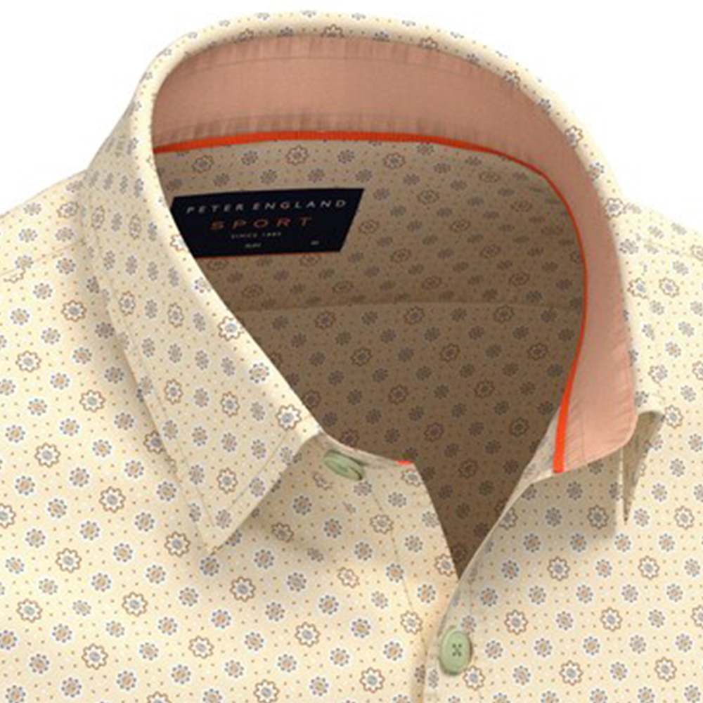 PETER ENGLAND PRINT FULLSHIRT(Nude)