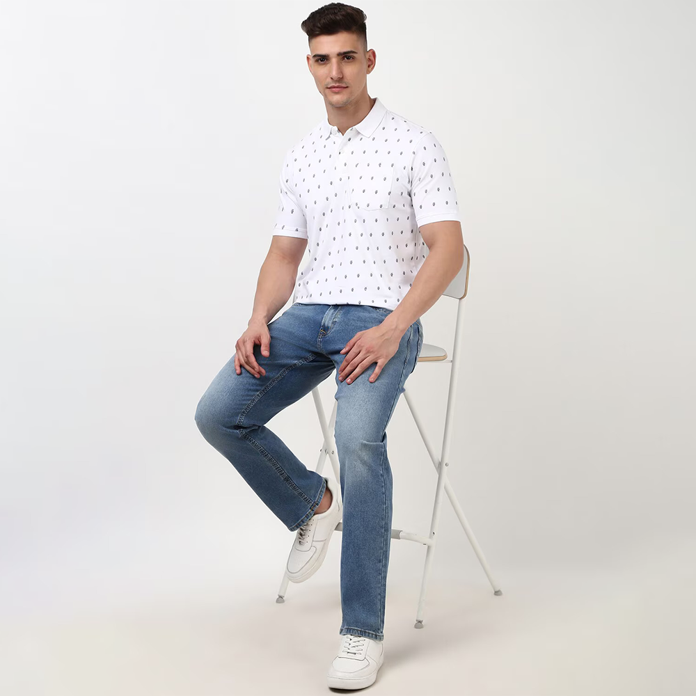 PETER ENGLAND PREINTED T-SHIRT(White)