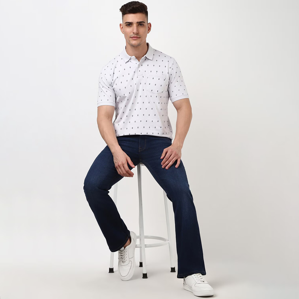 PETER ENGLAND PREINTED T-SHIRT( Medium Blue)