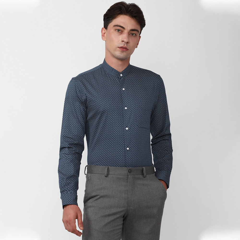 PETER ENGLAND PREINTED SHIRT( Medium Blue)