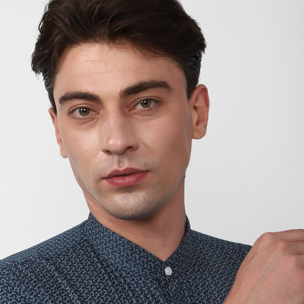 PETER ENGLAND PREINTED SHIRT( Medium Blue)