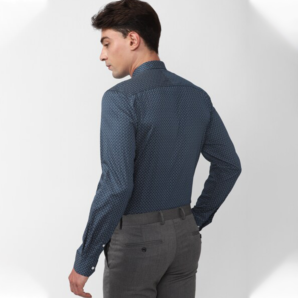 PETER ENGLAND PREINTED SHIRT( Medium Blue)
