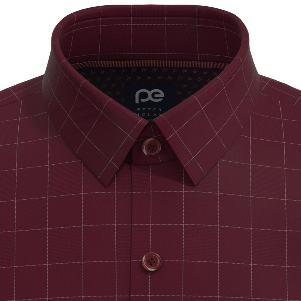 PETER ENGLAND PREINTED SHIRT(Maroon)
