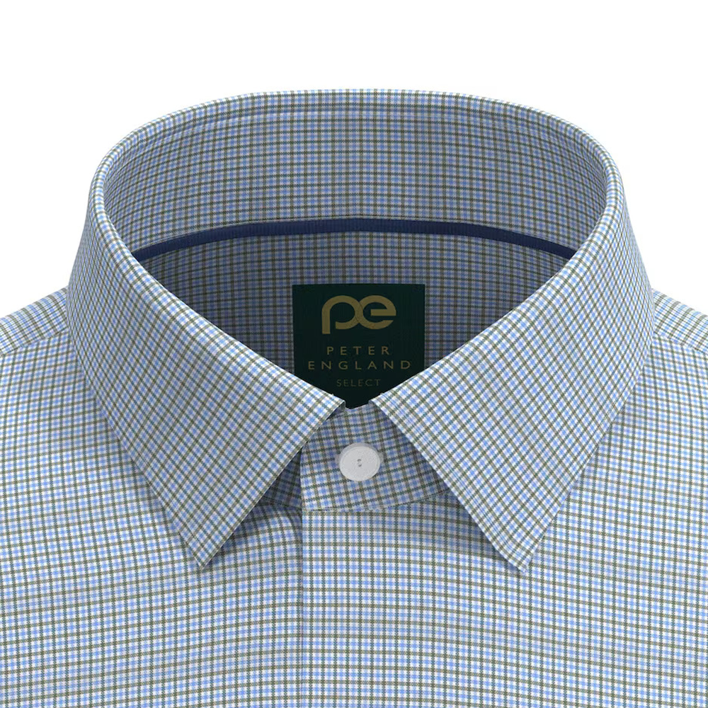 PETER ENGLAND PREINTED SHIRT( Medium Blue)