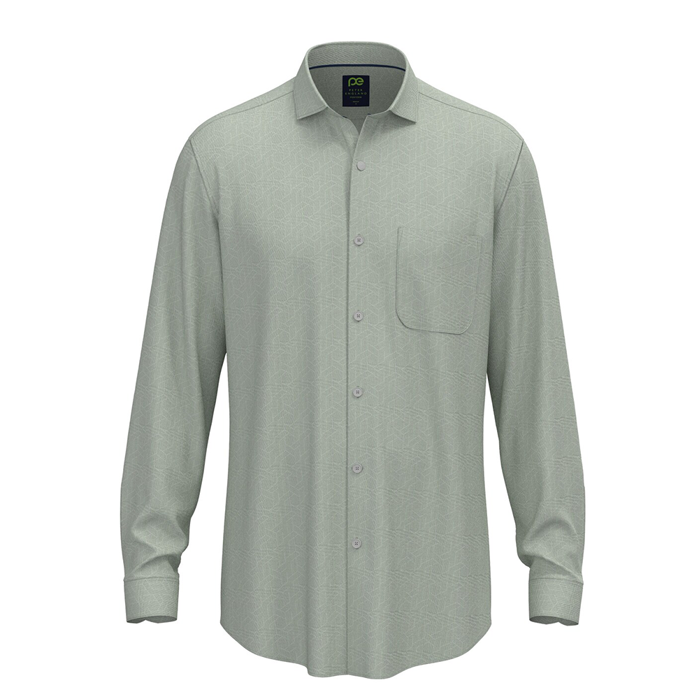PETER ENGLAND PRINTED FULLSHIRT( Light Grey)
