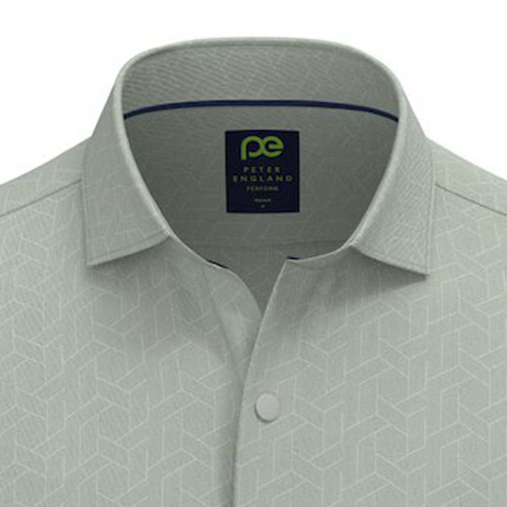 PETER ENGLAND PRINTED FULLSHIRT( Light Grey)