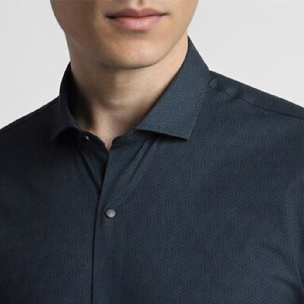 PETER ENGLAND PRINTED FULLSHIRT( Charcoal)