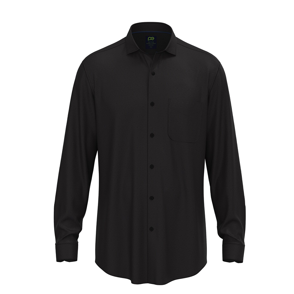 PETER ENGLAND PRINTED FULLSHIRT( Black)