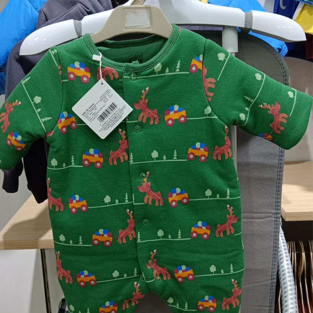 MINI KLUB Green Print Casual Boys Regular Fit Sleepsuit