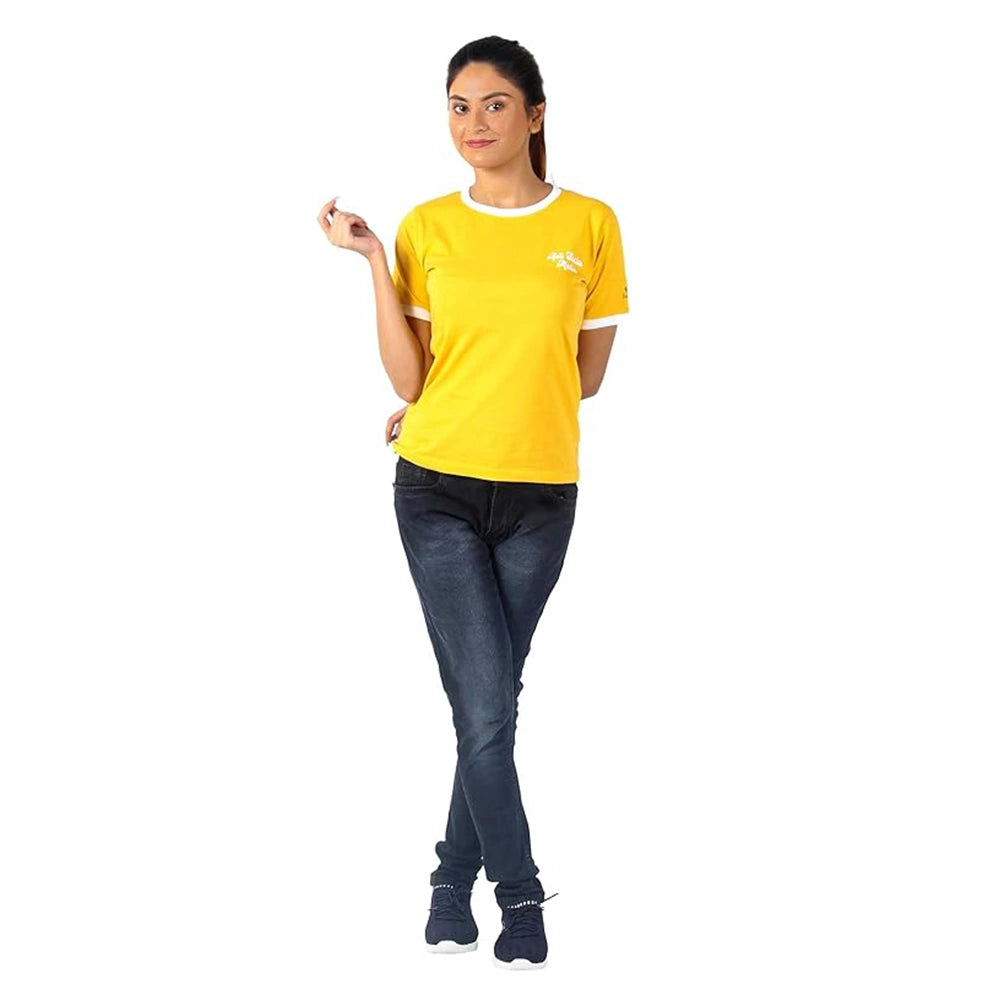 Women Half Sleeve Cropped T-Shirts Drop Shoulder Round Neck Crop Tops Casual Summer Solid Color Basic Tees_Yellow